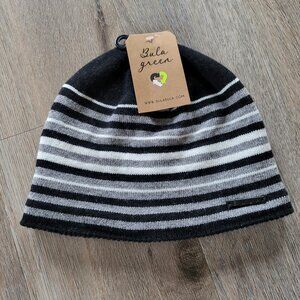 BULA Merino Wool Blend Beanie Black & Grey Stripe One Size